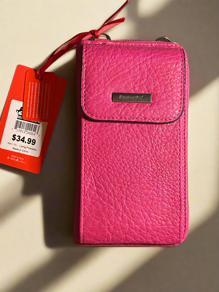 Montana West Crossbody Phone Wallet (Pink)